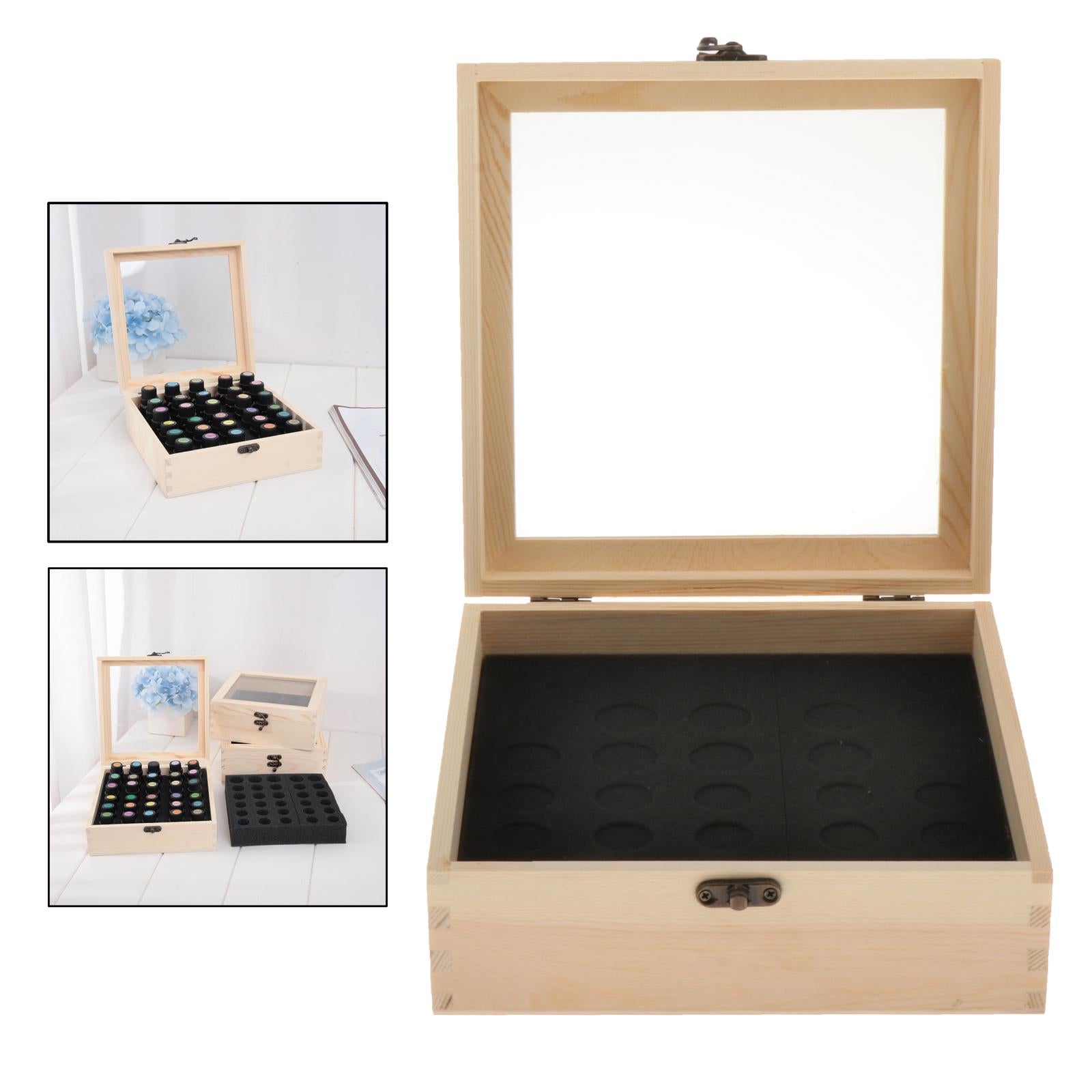 Wooden 30 Slots 5-15mL Essential Oil Carry Box Case Organizer Home Display