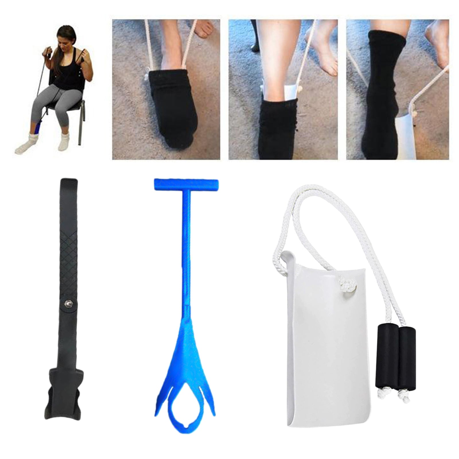 Sock Aid Helper Easy On & Off Pulling Assist Device for Elderly Sock Aid Kit