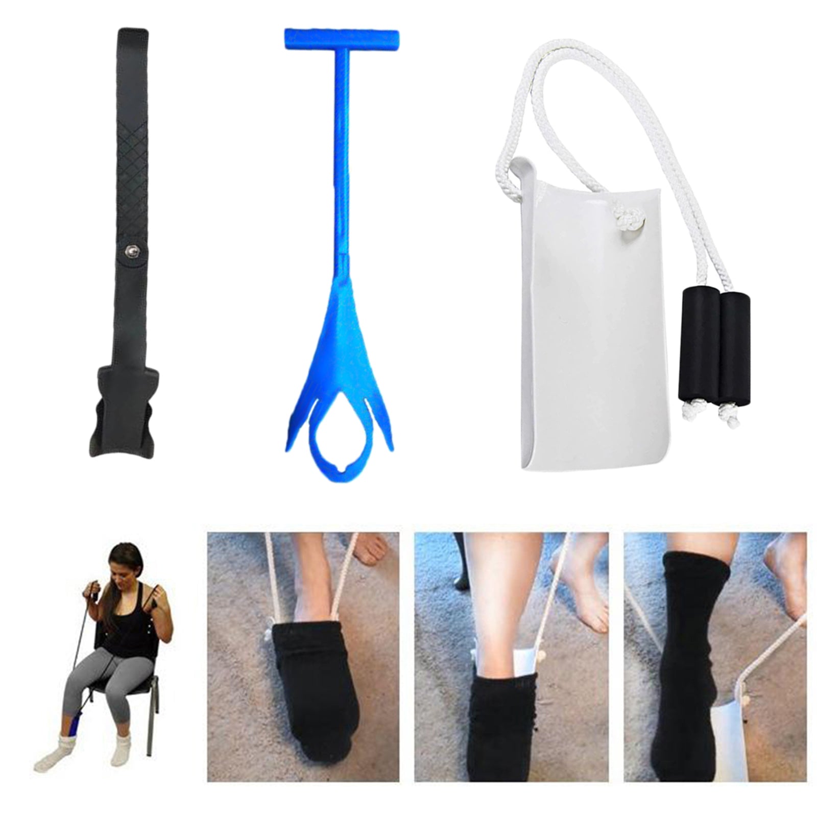 Sock Aid Helper Easy On & Off Pulling Assist Device for Elderly Sock Aid Kit