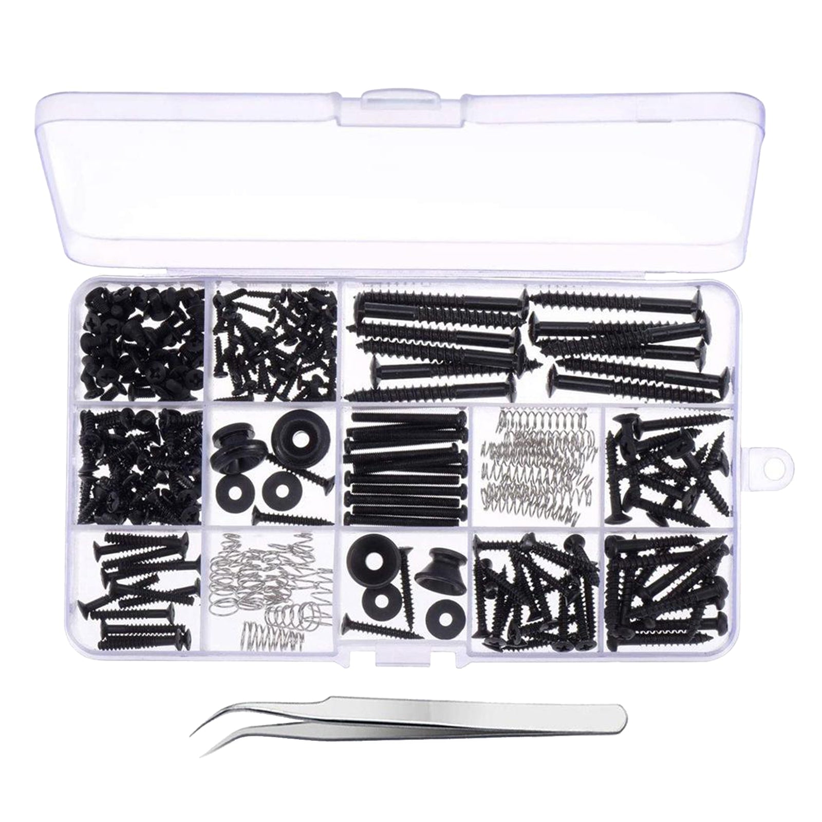 254Pieces Guitar Screw Kit Assortment Box Kit For Electric Guitar Black