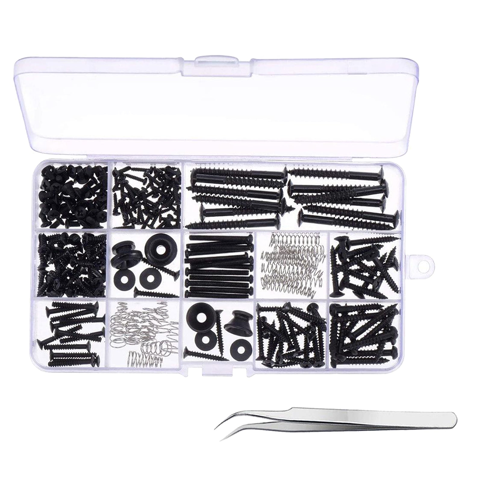 254Pieces Guitar Screw Kit Assortment Box Kit For Electric Guitar Black