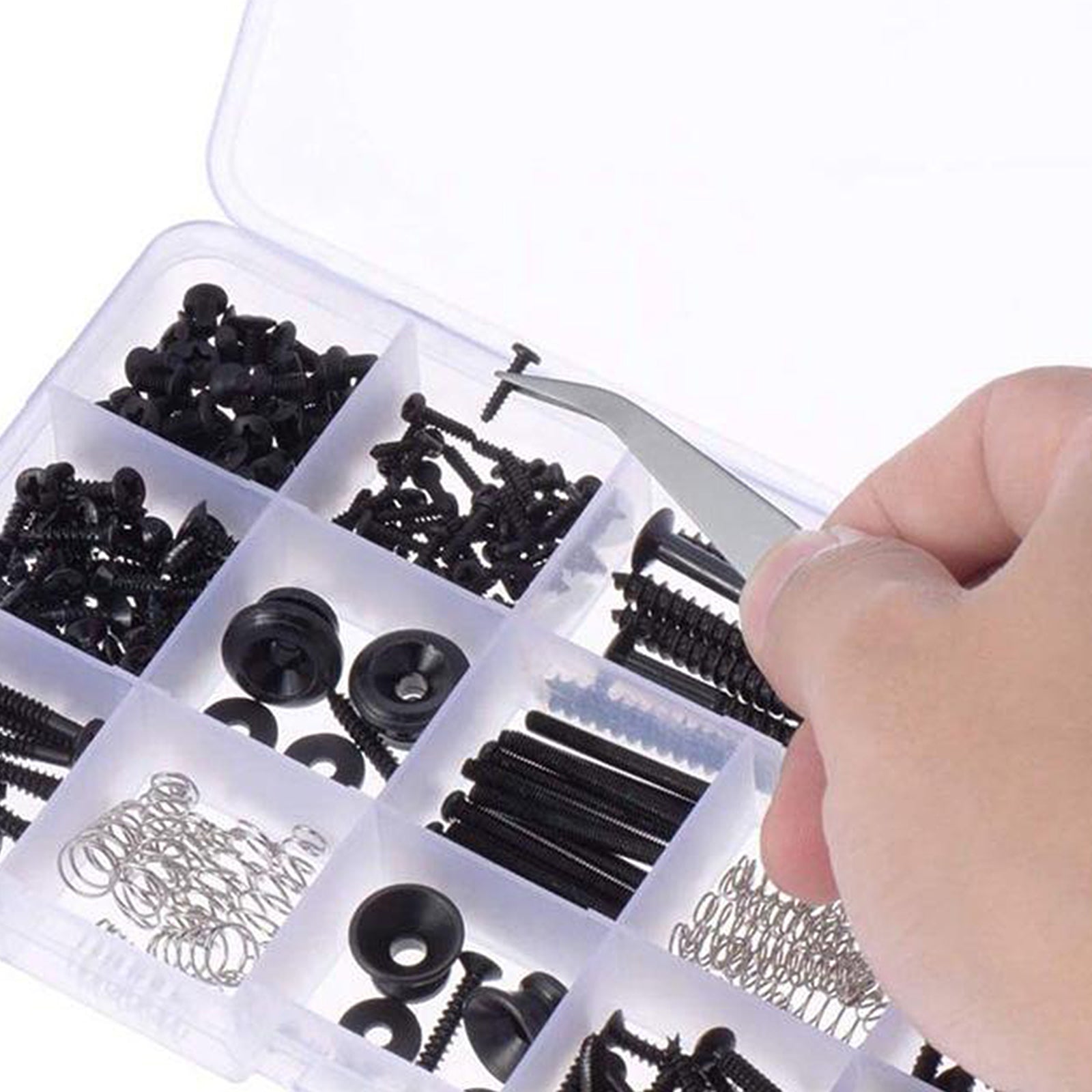 254Pieces Guitar Screw Kit Assortment Box Kit For Electric Guitar Black