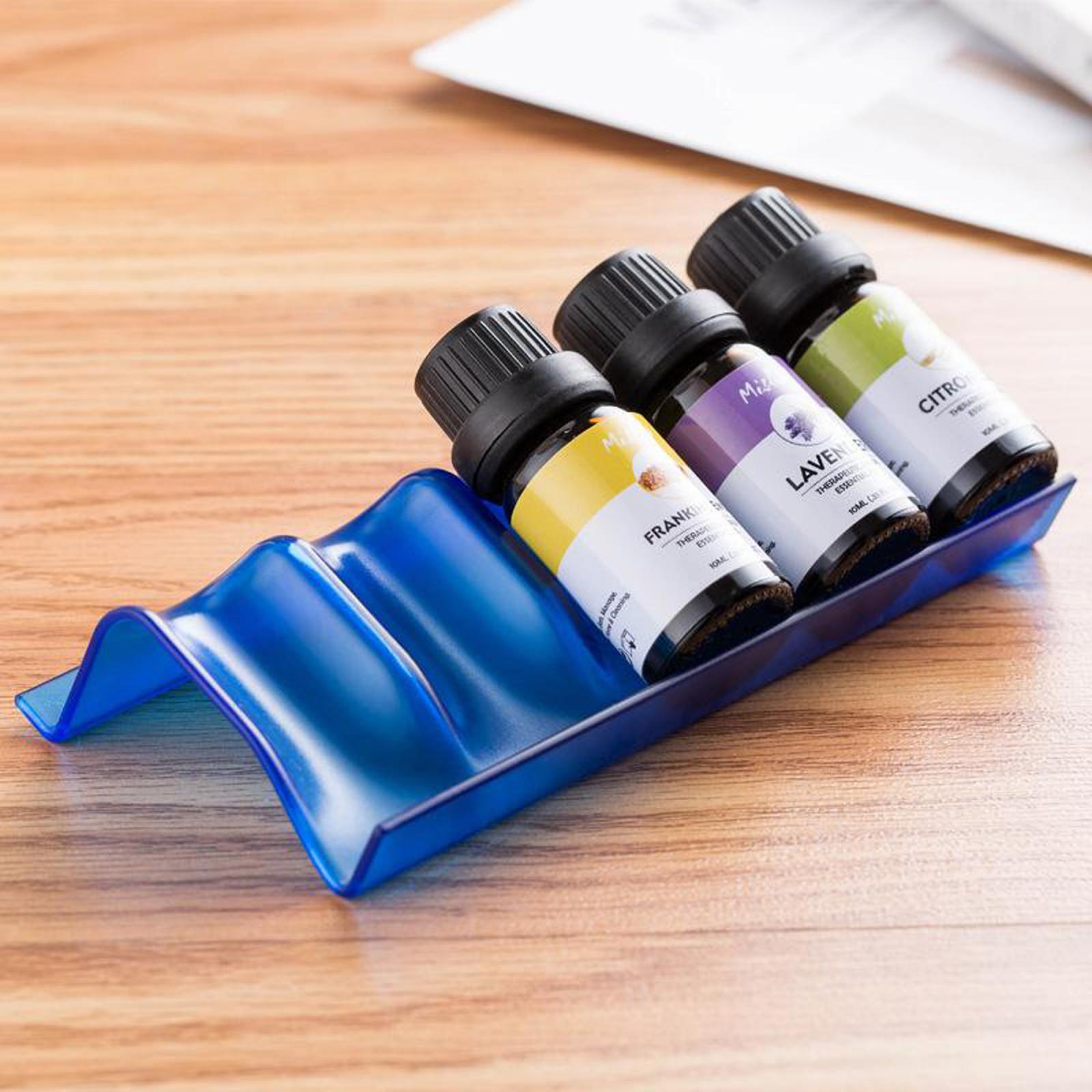 5Slot Essential Oil Display Stand Holder Organizer Storage Rack 3 Pcs Blue