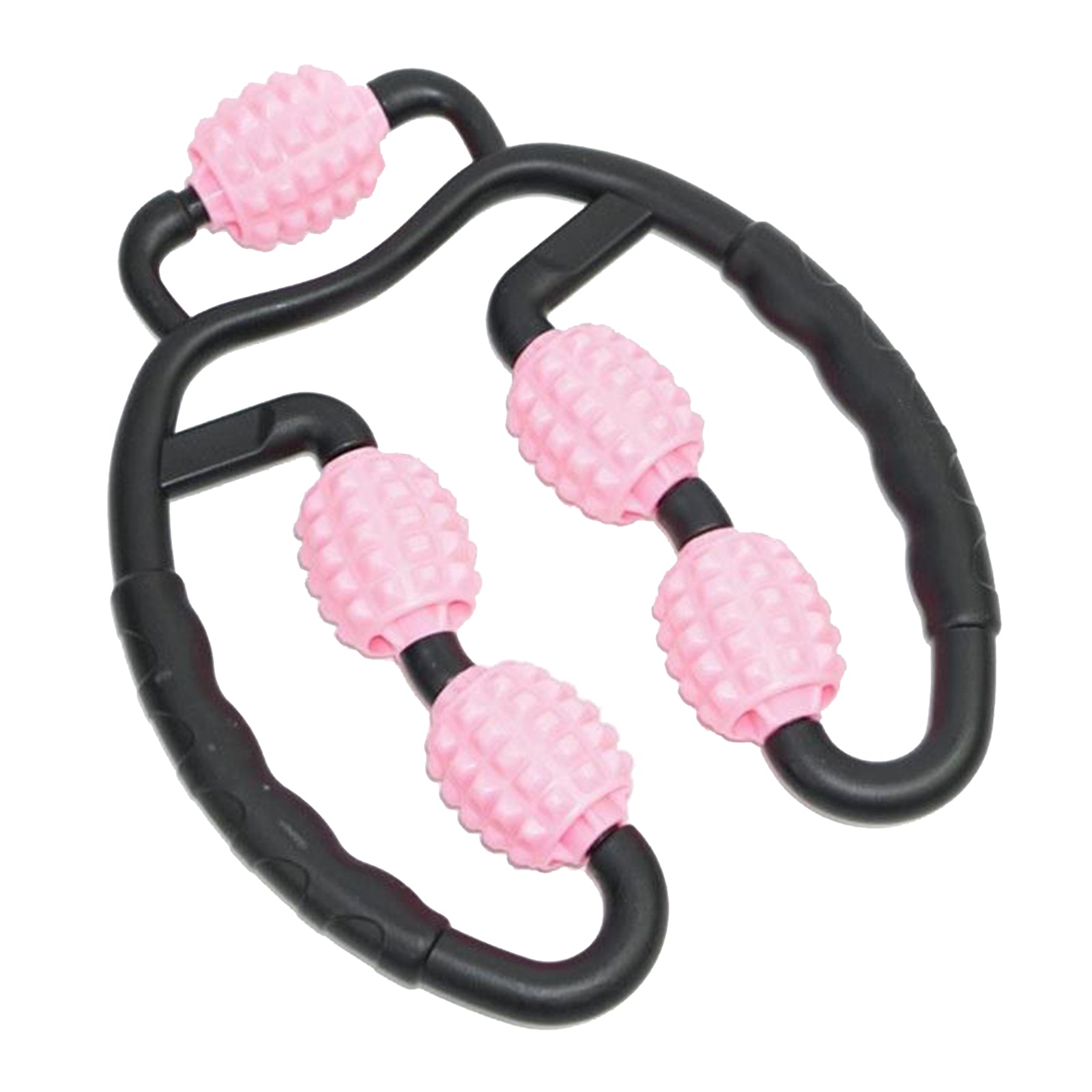 Fitness Roller Muscle Relaxer Massage Roller Ring Clip Pink+Black