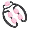 Fitness Roller Muscle Relaxer Massage Roller Ring Clip Pink+Black