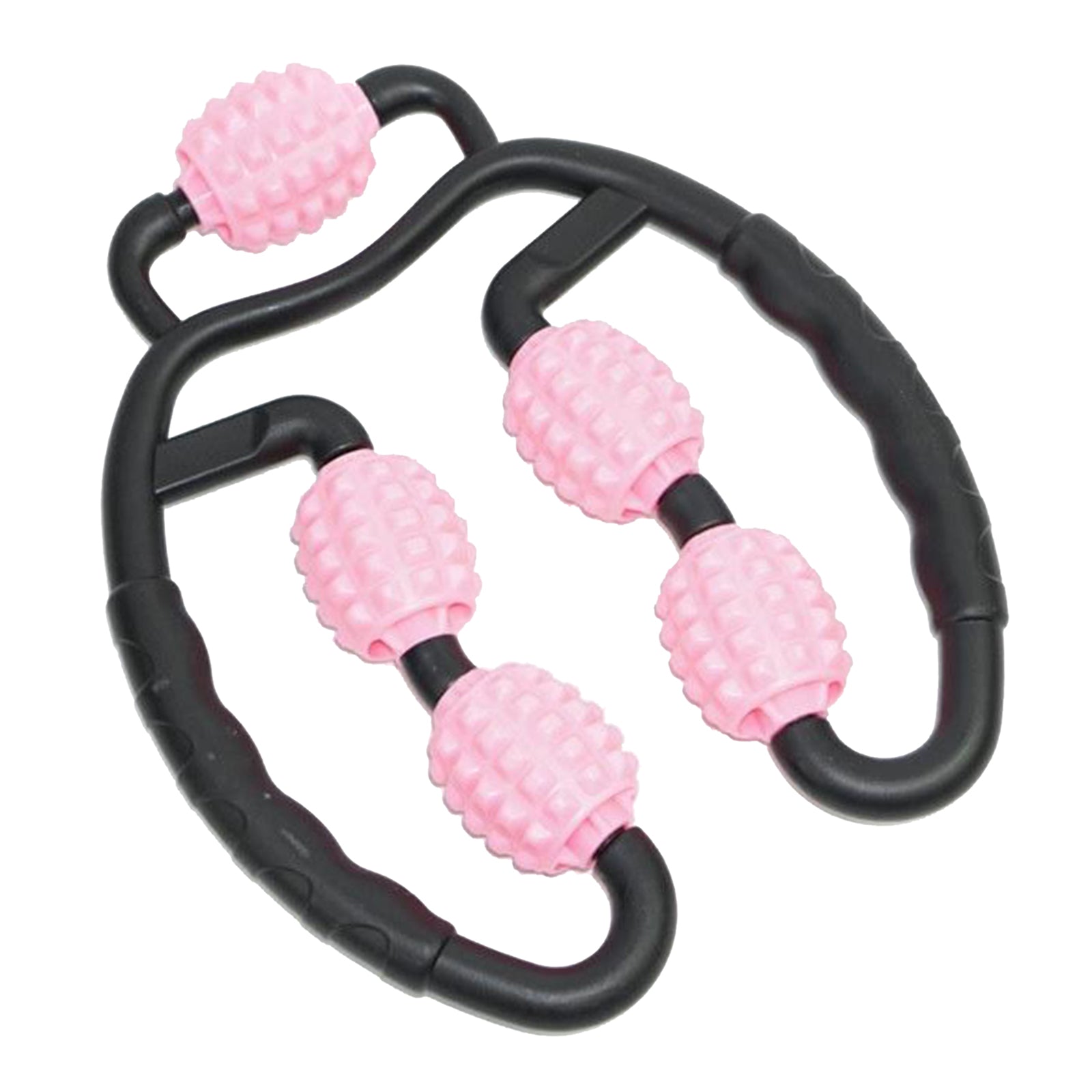 Fitness Roller Muscle Relaxer Massage Roller Ring Clip Pink+Black