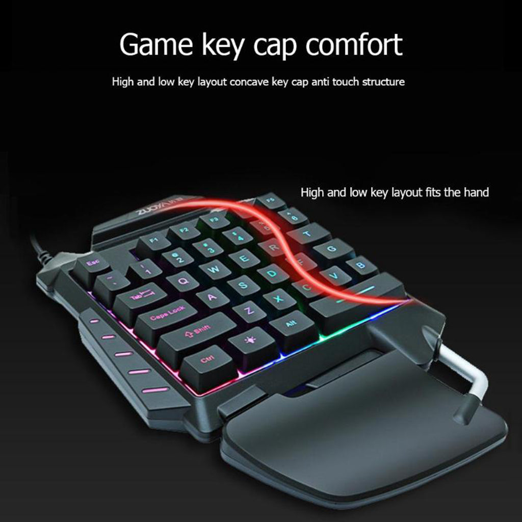 Single Hand Membrane Keyboard Mini 35 Keys Mini RGB Backlight Keyboard