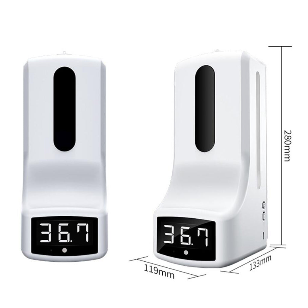 Wall-Mounted Non-Contact Digital Thermometer +1000ml Soap Dispenser 2 in 1