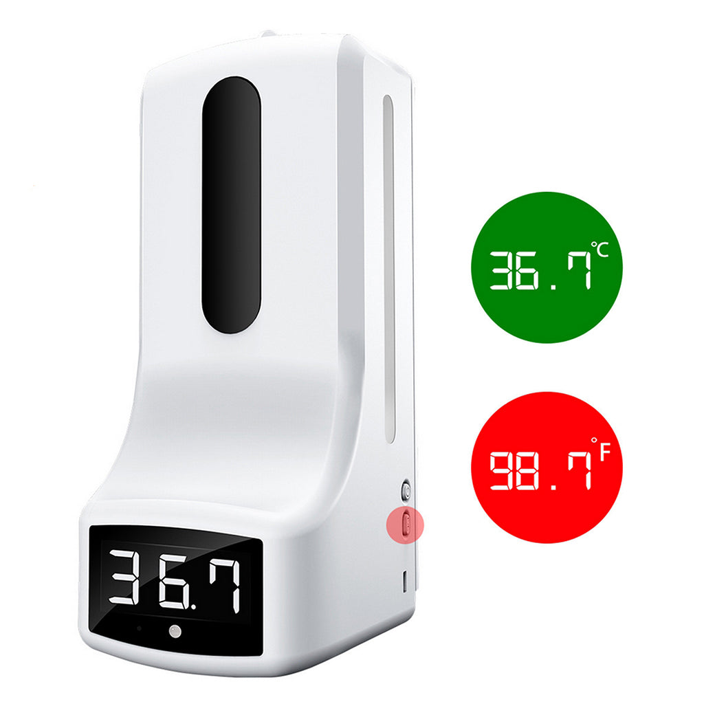 Wall-Mounted Non-Contact Digital Thermometer +1000ml Soap Dispenser 2 in 1