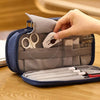 Large Pencil Case Double Zipper Pencil Case Pouch Organizer Denim Blue