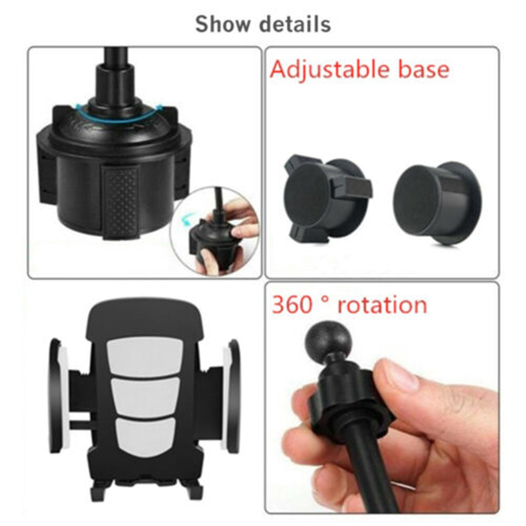 Universal Adjustable Car Mount Gooseneck Cup Holder Cradle for Cell Phone