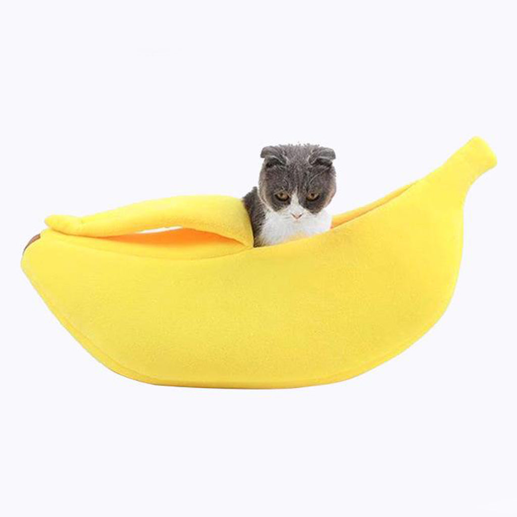 Breathable Warm Pet Nest Small Pet Bed Plush Bed Banana Cat Kennel Size_M