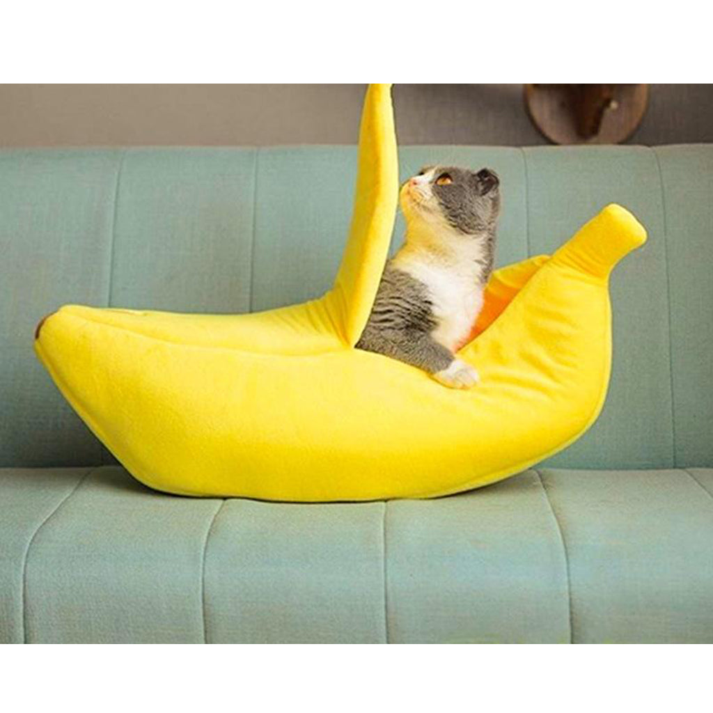 Breathable Warm Pet Nest Small Pet Bed Plush Bed Banana Cat Kennel Size_M