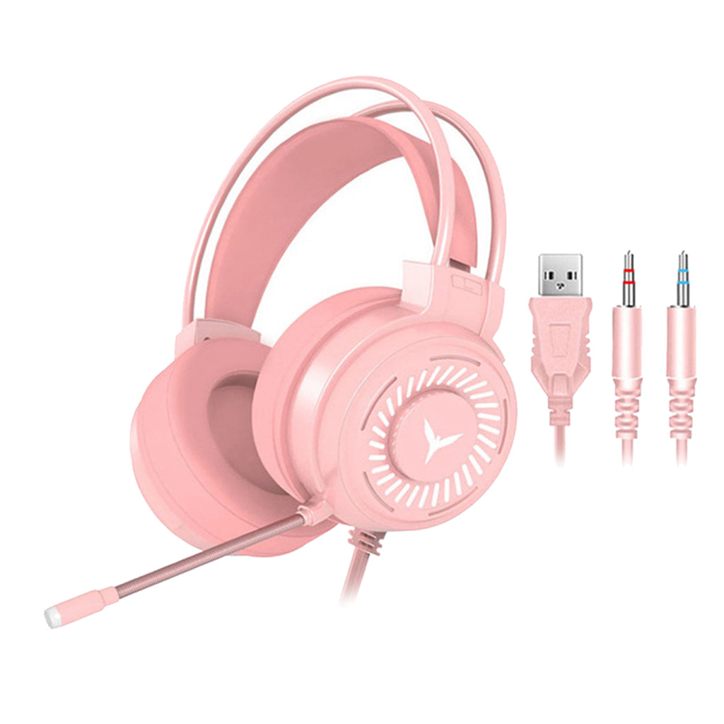 G58 Gaming Headset Stereo Surround Headphone 3.5mm Wired w/Mic LED Pink