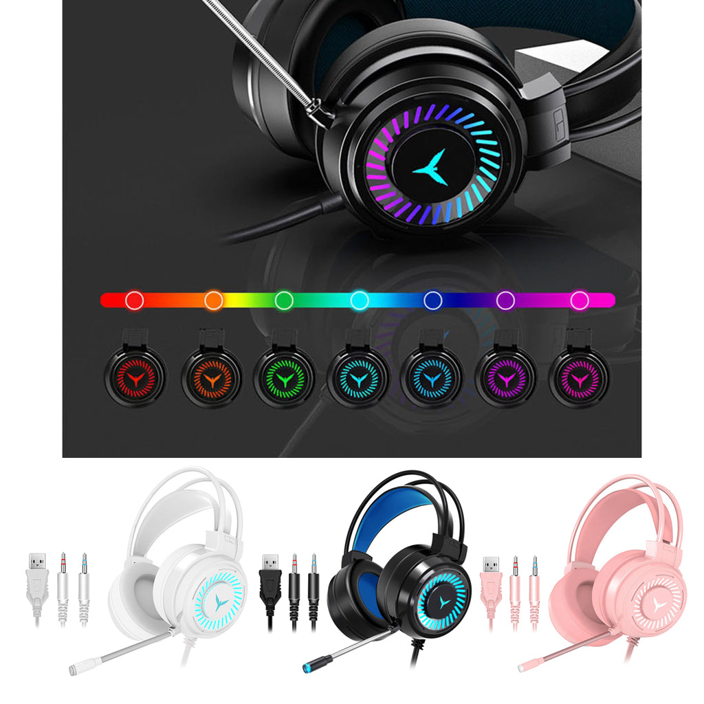 G58 Gaming Headset Stereo Surround Headphone 3.5mm Wired w/Mic LED Black