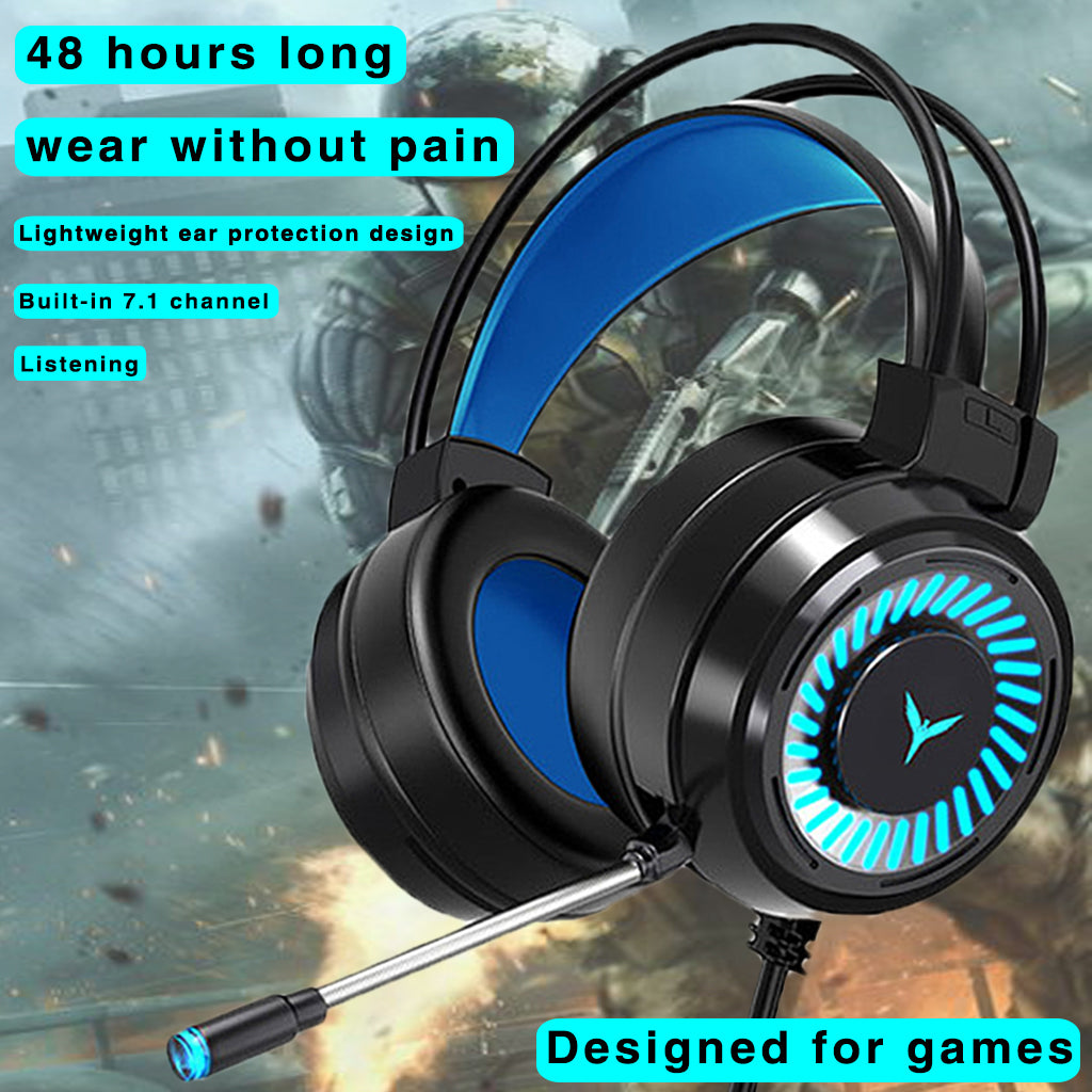 G58 Gaming Headset Stereo Surround Headphone 3.5mm Wired w/Mic LED Black