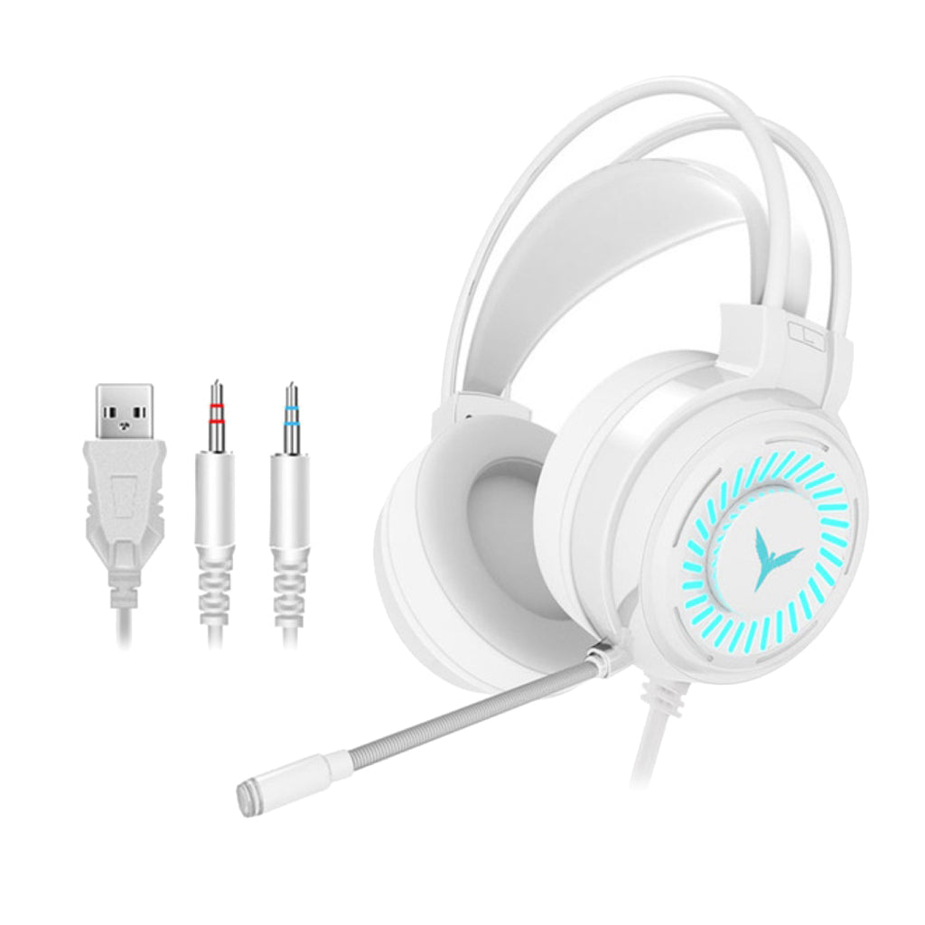 G58 Gaming Headset Stereo Surround Headphone 3.5mm Wired w/Mic LED White