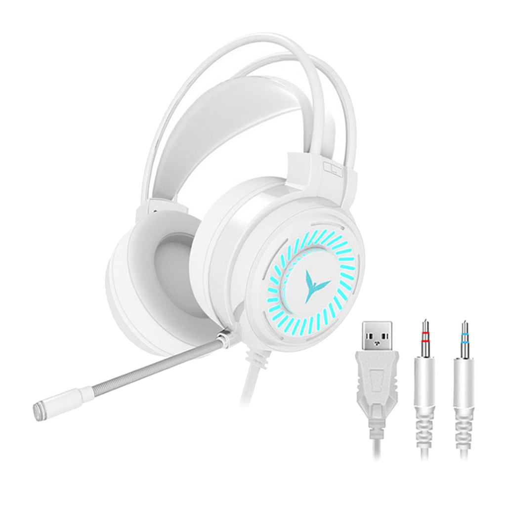 G58 Gaming Headset Stereo Surround Headphone 3.5mm Wired w/Mic LED White