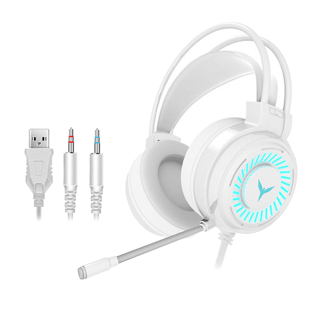 G58 Gaming Headset Stereo Surround Headphone 3.5mm Wired w/Mic LED White