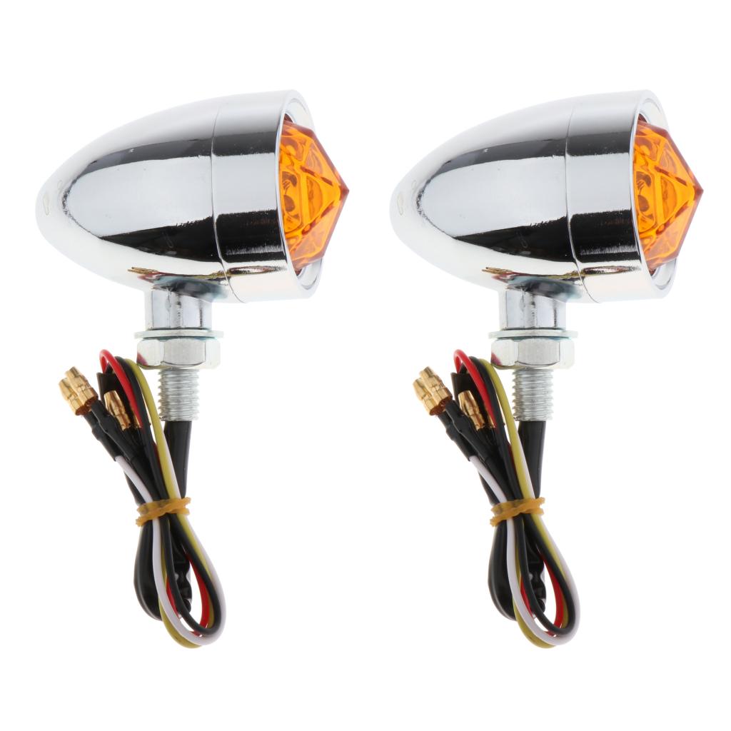 2Pcs Motorcycle Amber Turn Signals Indicator Lights Universal High Quality