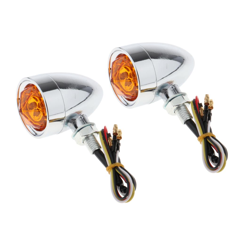 2Pcs Motorcycle Amber Turn Signals Indicator Lights Universal High Quality