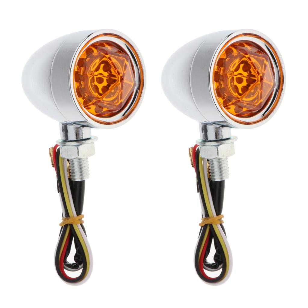 2Pcs Motorcycle Amber Turn Signals Indicator Lights Universal High Quality