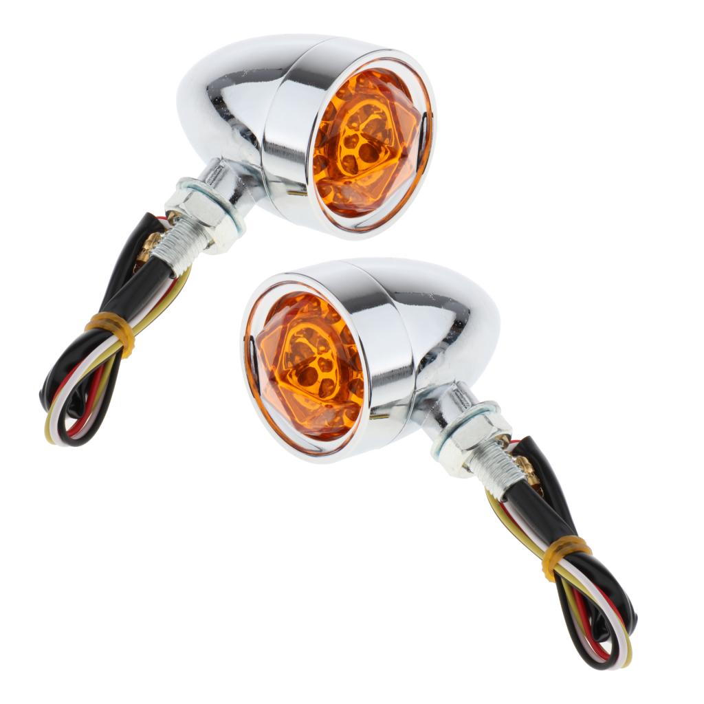 2Pcs Motorcycle Amber Turn Signals Indicator Lights Universal High Quality