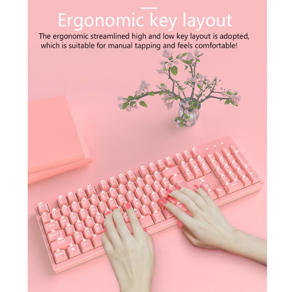 Computer Desktop Gaming Keyboard and Mouse +Gaming Headset +Mouse Pad  Pink