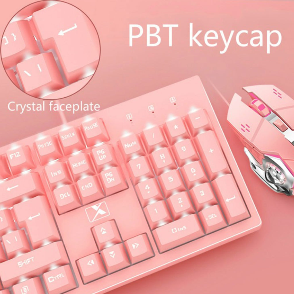 Computer Desktop Gaming Keyboard and Mouse +Gaming Headset +Mouse Pad  Pink