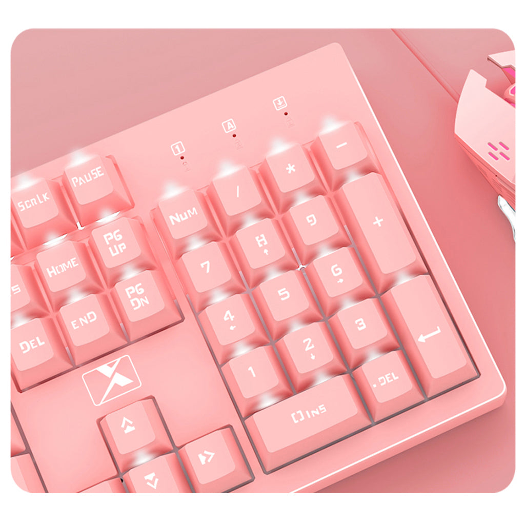 Computer Desktop Gaming Keyboard and Mouse +Gaming Headset +Mouse Pad  Pink