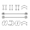 9 Pairs Barbell Body Piercings Jewelry Kit Tragus Stud Earring Hoops