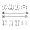 9 Pairs Barbell Body Piercings Jewelry Kit Tragus Stud Earring Hoops