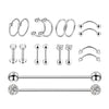 9 Pairs Barbell Body Piercings Jewelry Kit Tragus Stud Earring Hoops