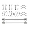 9 Pairs Barbell Body Piercings Jewelry Kit Tragus Stud Earring Hoops