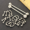 9 Pairs Barbell Body Piercings Jewelry Kit Tragus Stud Earring Hoops