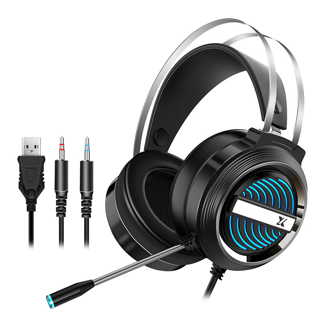 X9 USB + 3.5mm Gaming Headset with Mic 7 LED for PS4 PC Laptop  black