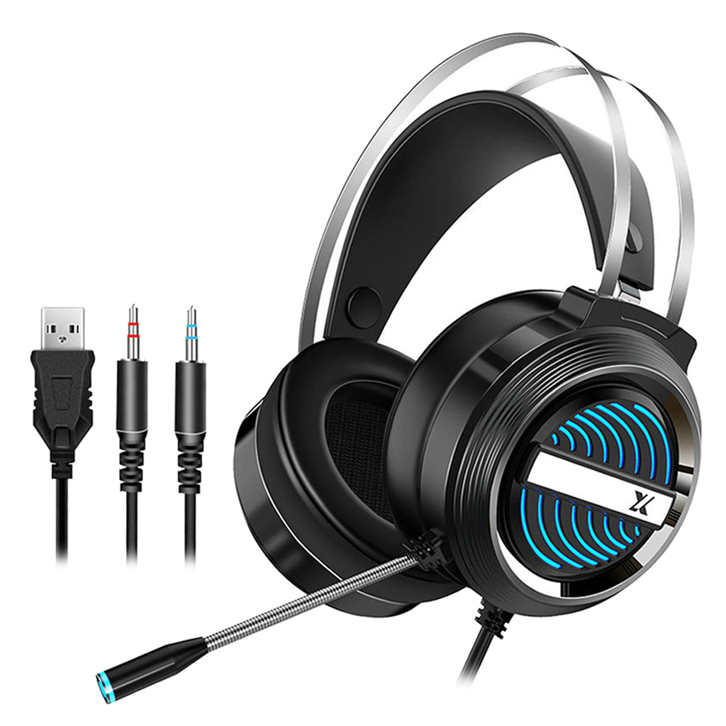 X9 USB + 3.5mm Gaming Headset with Mic 7 LED for PS4 PC Laptop  black