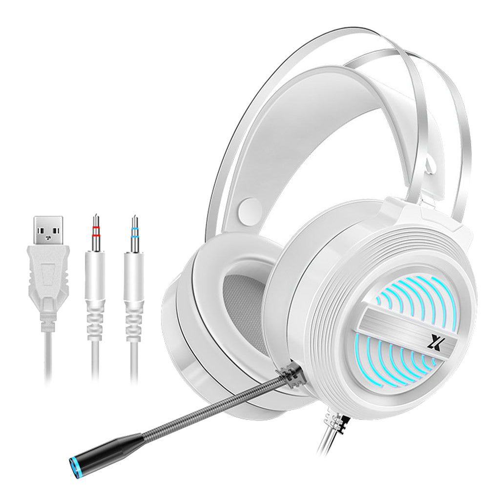 X9 USB + 3.5mm Gaming Headset with Mic 7 LED for PS4 PC Laptop  white