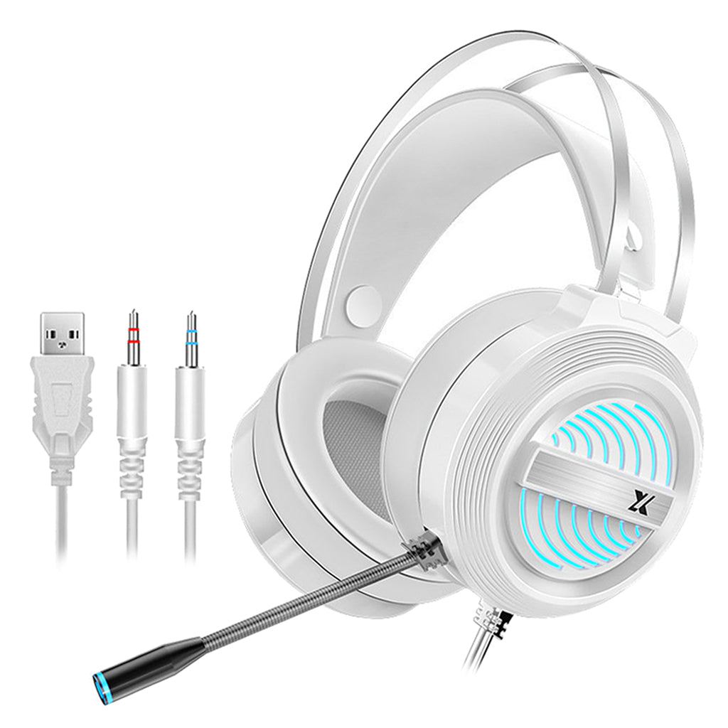 X9 USB + 3.5mm Gaming Headset with Mic 7 LED for PS4 PC Laptop  white