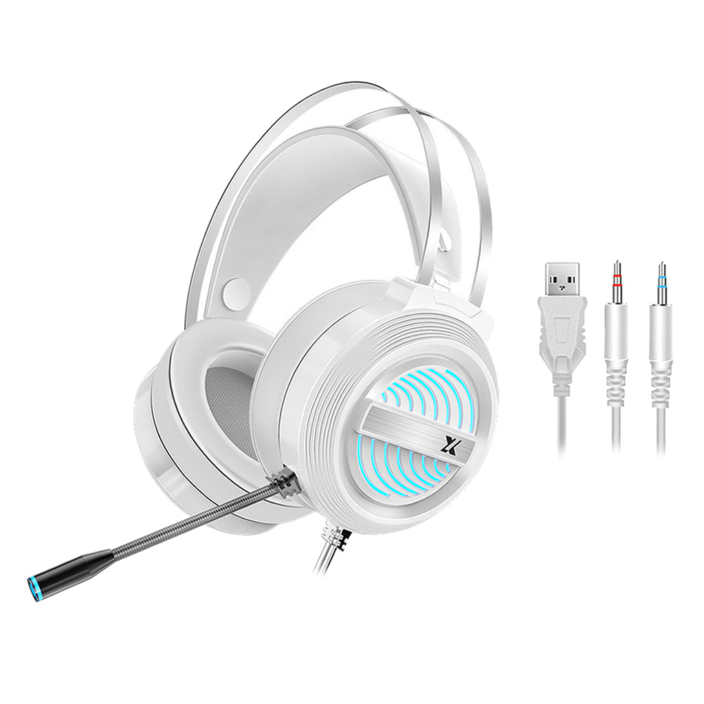 X9 USB + 3.5mm Gaming Headset with Mic 7 LED for PS4 PC Laptop  white