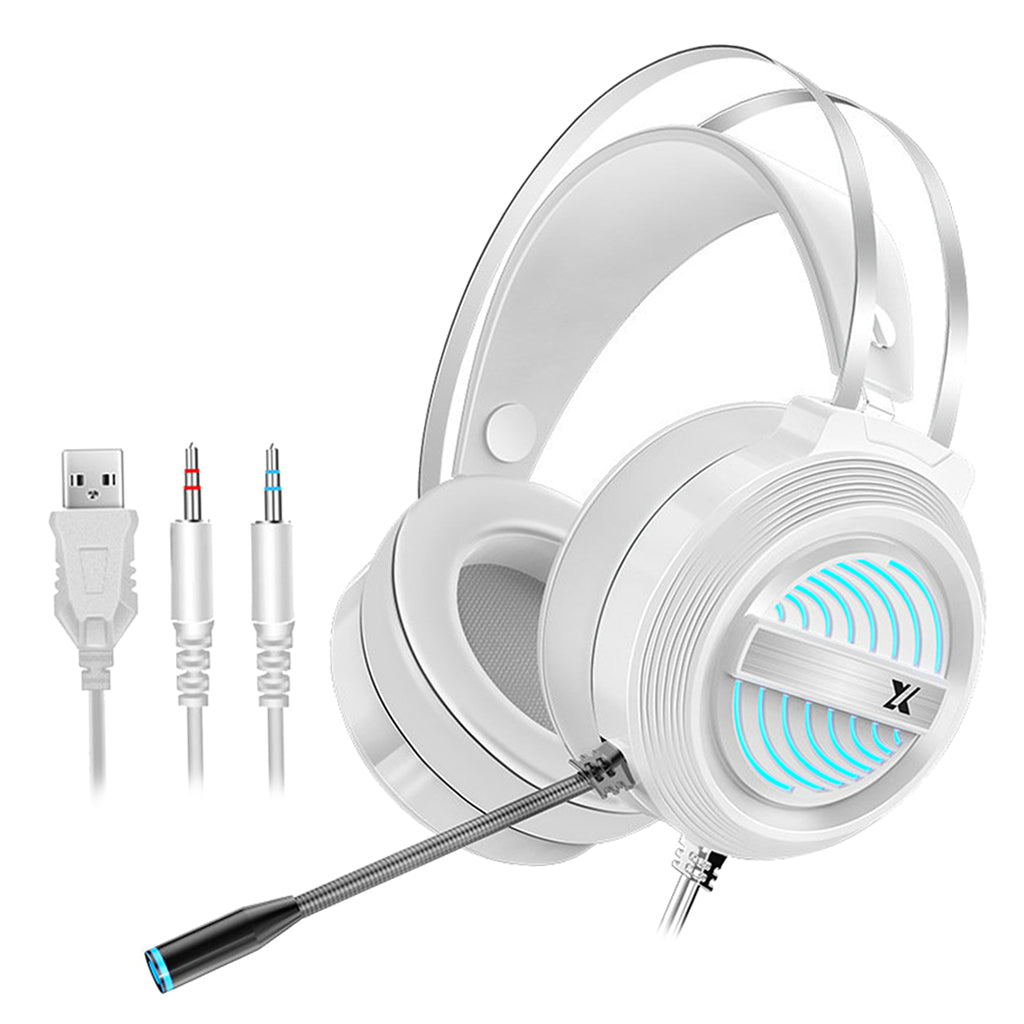 X9 USB + 3.5mm Gaming Headset with Mic 7 LED for PS4 PC Laptop  white