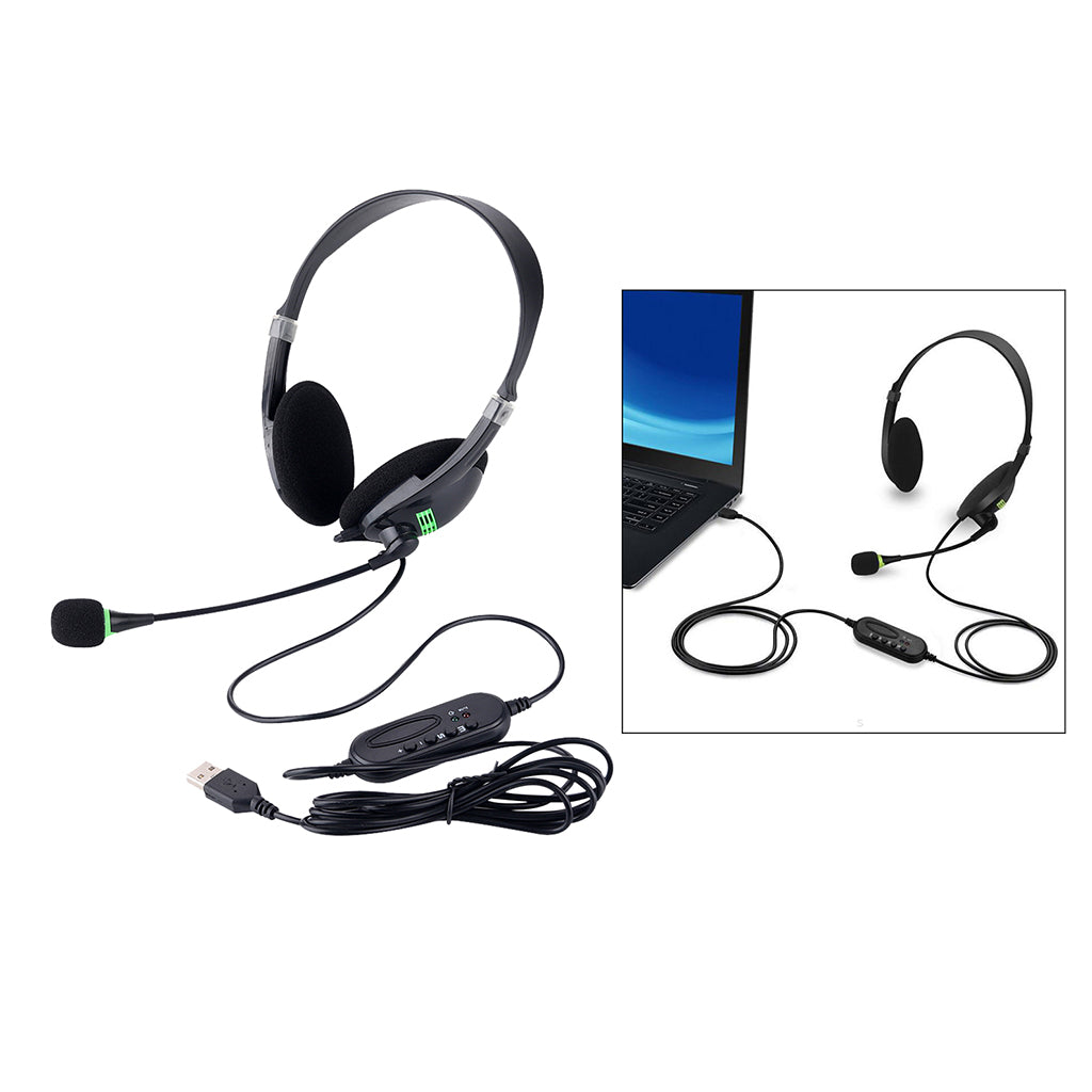 USB Headset with Microphone Noise Cancelling Computer Headset for PC