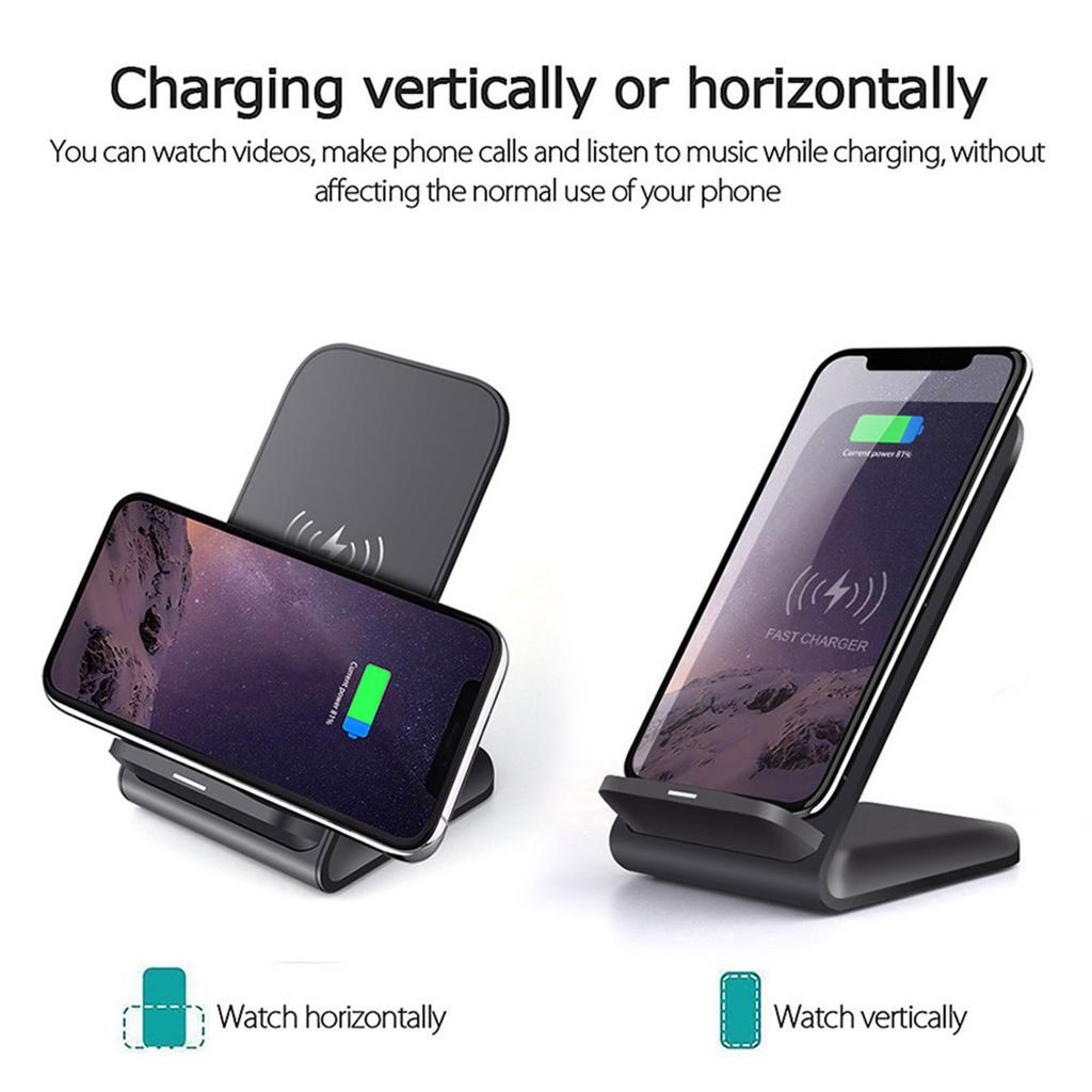 15W Fast Wireless Charger Stand For Samsung S10 S9 S8 Charging Dock Black