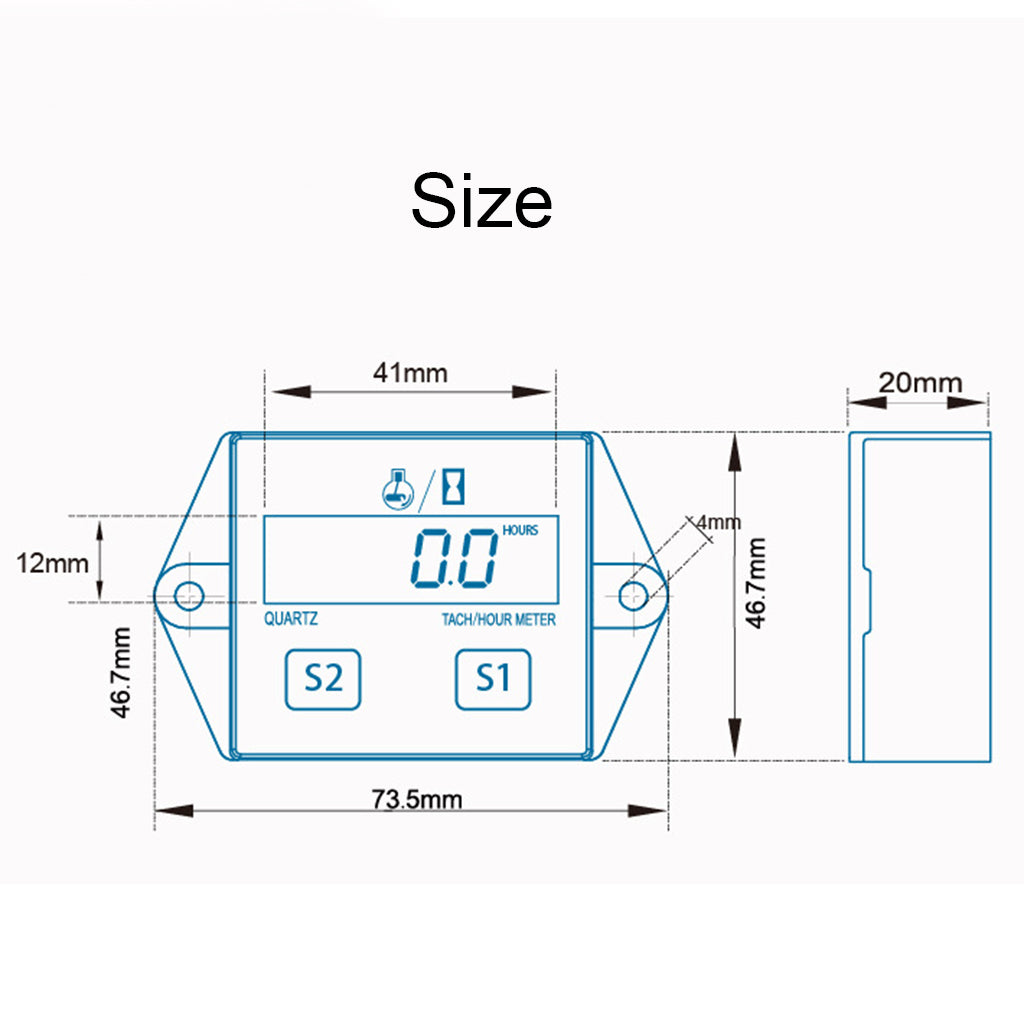 Tachometer Digital RPM Hour Tach Meter LCD Display for Bike Motorcycle Boat