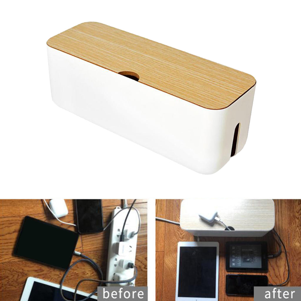 Cable Wire Management Box Charger Hide Tidy Cover Tray Organizer White