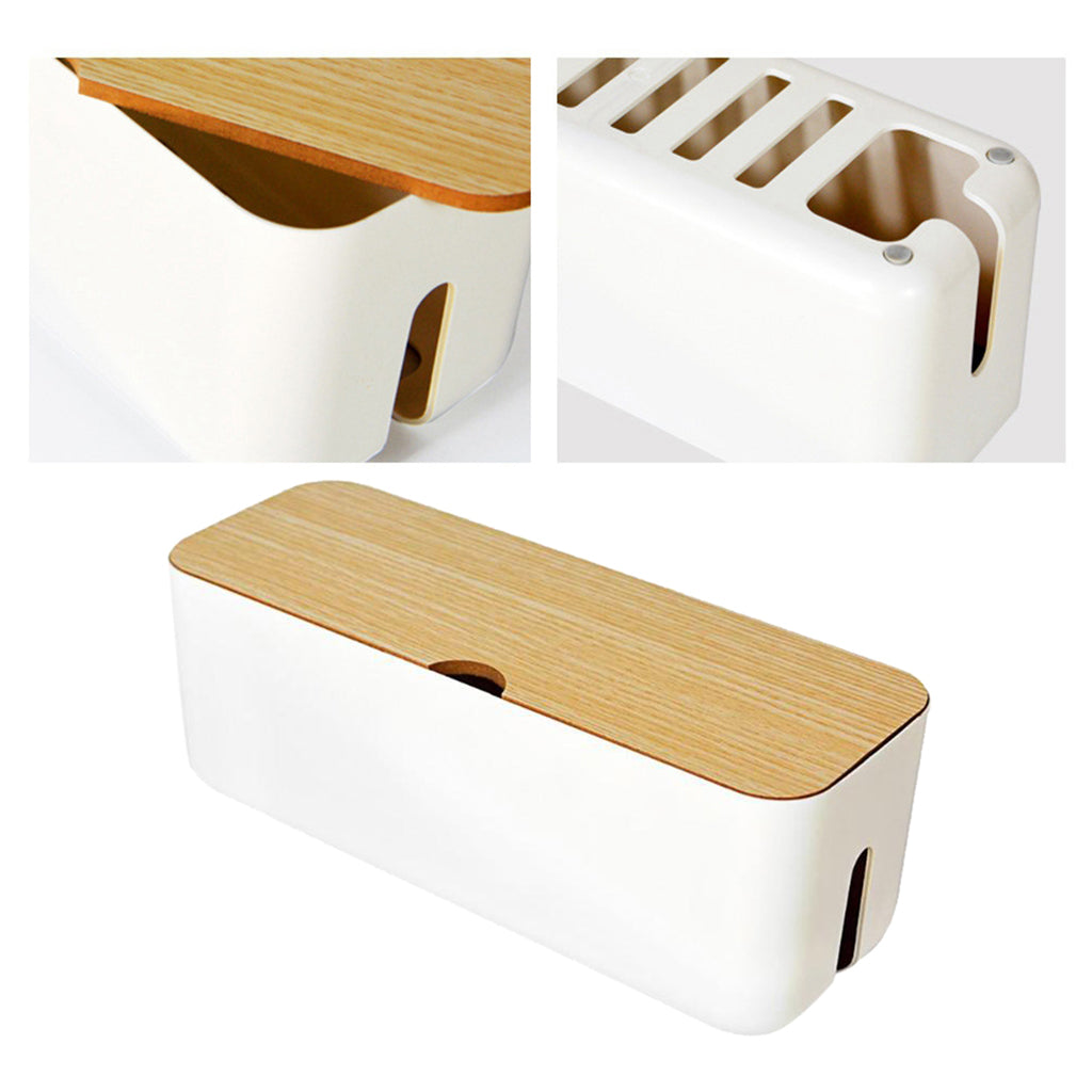 Cable Wire Management Box Charger Hide Tidy Cover Tray Organizer White