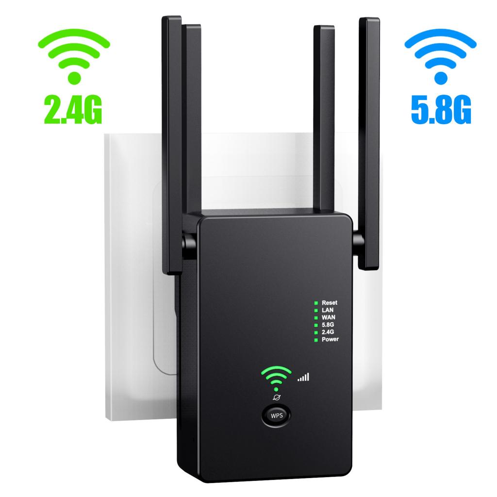 1200Mbps Wifi Repeater 802.11 AP Router Extender Signal Booster Range Black