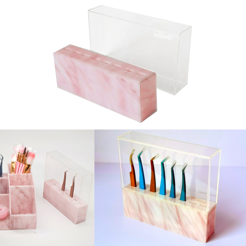 Eyelash Grafting Tweezers Acrylic Display Stand Holder Organizer Pink