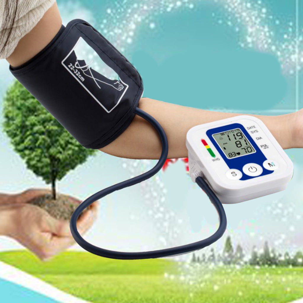 Digital Automatic Blood Pressure Monitor Upper Arm Machine Blue