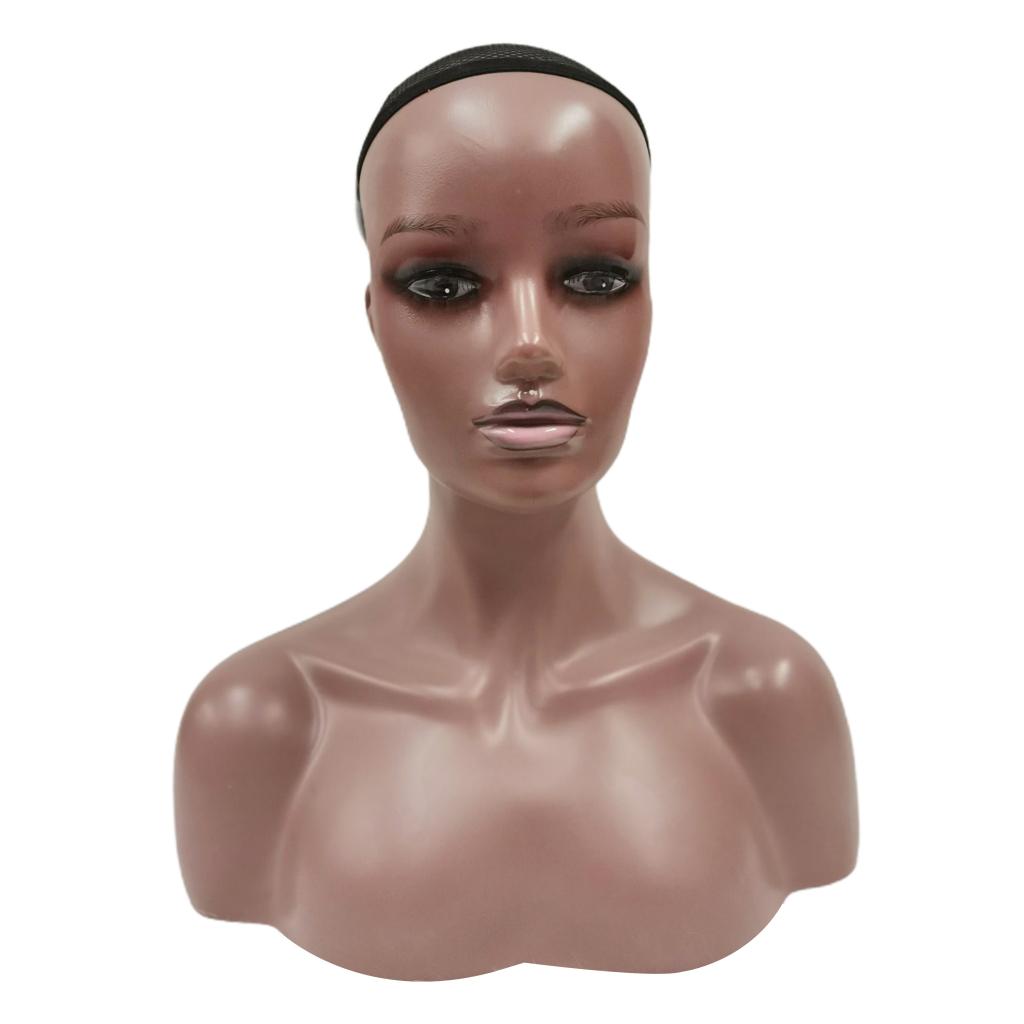 Female Mannequin Manikin Head Model Wig Glasses Hat Display Stand Dark Brown